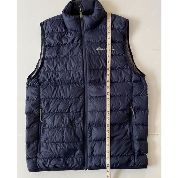 Eddie Bauer EB650 Quilt Puffer Down Vest Jacket Mens S Full Zip Navy Hiking Ski - Picture 7 of 9